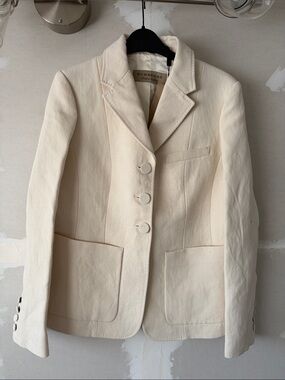 NWT Burberry Landlow Cream Tailored Women's Blazer Jacket with Pockets size 8